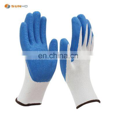 SunnyHope mechanical Industrial Anti Slip Latex Coated Crinkle Polyester liner work Safety gloves