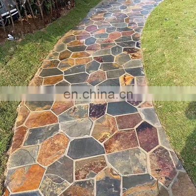 large driveway outdoor trapezoid dark paving stone slabs tiles