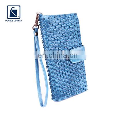 Matching Stitching Zipper Closure Type Anthracite Fittings Genuine Leather Women Wallet for Wholesale Buyers