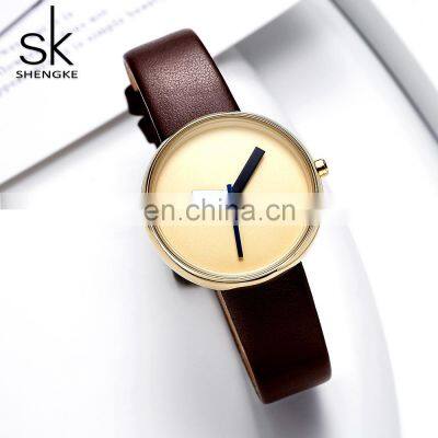 SHENGKE No Logo Minimalisim Watches K0086L Unisex Simple Design Wristwatch Watch for Women and Man