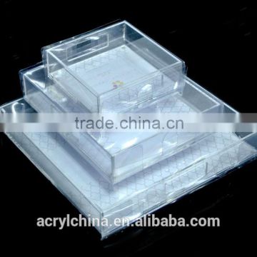 2015 hot sell Made in China acrylic serving tray,Clear Fashion Acrylic Tray with Plastic Edges for Holding Drinks