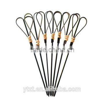 9cm eco-friendly black heart shape Looped bamboo skewer