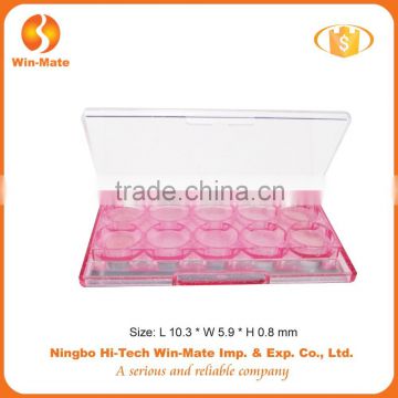 Factory price!glitter rectangle 10 cell pinlk empty WMC-MY2047 AS material eyeshadow packaging manufacturer