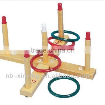 Hot selling Wooden Ring Toss Game 4 Quoits Colorful Toss Garden Game