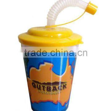 cartoon kids drinking cup with flexible straw