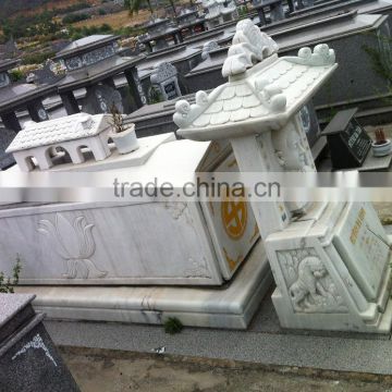 Funeral coffin, cremation urn white marble stone hand carved sculpture from Vietnam