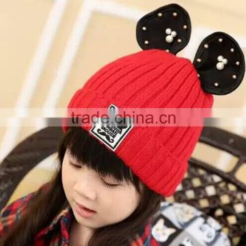 MZ3122 Baby Toddler Winter Beanie Warm Cat ear knitted hats 2015