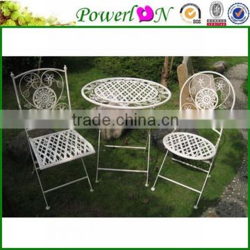 Popular Antique White Metal Table Chair Folding patio Sets