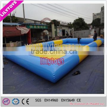 Square blue and yellow colored inflatable adult swimming pool for sale