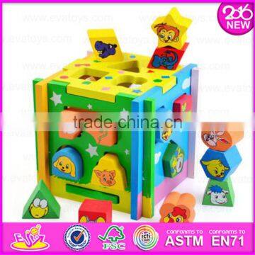 2016 Wholesale toddlers funny wooden toy shape sorter W12D016