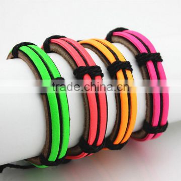 Authentic Tribal Leather Wristband Surf Multicolor Glitter Bracelet