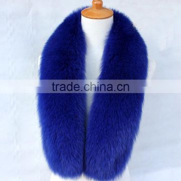 Myfur Custom Royal Blue Fox Fur Collar of Shawl and Small Square Collar