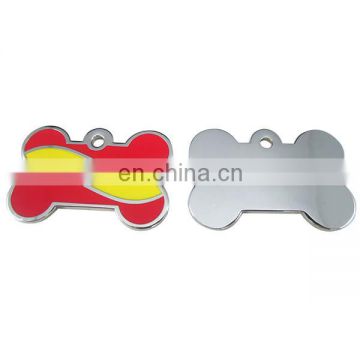 lovely customized yellow and red bone shape metal dog tags wholesale