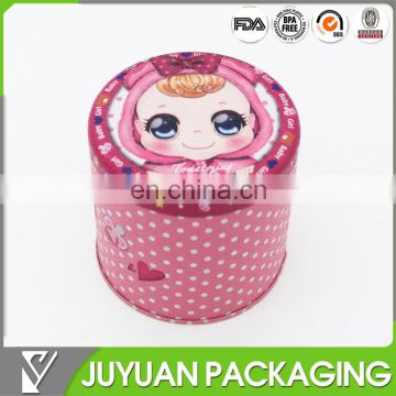 Custom gift round shape airtight metal candy tin boxes factory