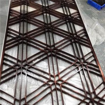 JYFQ0040  China factory stainless steel gold titanium laser cut partition wall shelf metal room divider screen