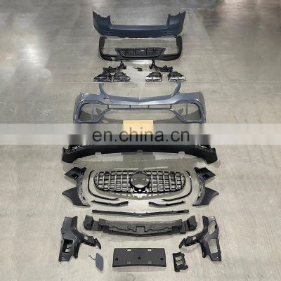 Body kit include front and rear bumper assembly Grille tip exhaust for Mercedes benz GLC X253 15-19 upgrade to GLC63 AMG model