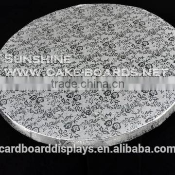 small order corrugated carboard silver round foil cake board for sale