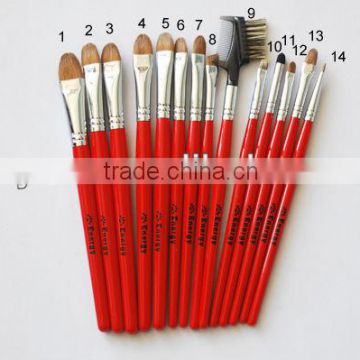 red professional 14pcs make up eye brush set