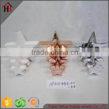 white ceramic electroplate star decoration for gift home