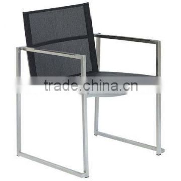 stainless steel frame fabric chair UV resistant , stacking arm chair