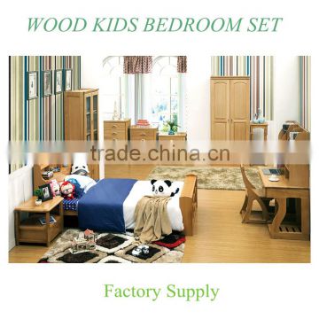 2016 hot sale beech wood modern design kids bedroom single bed set