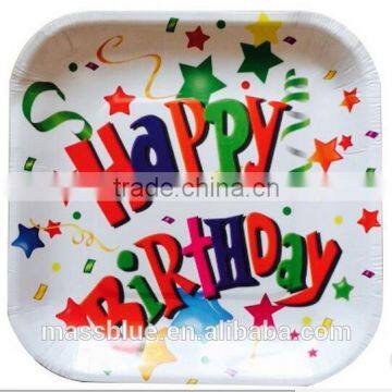 happy birthday with star paper plate