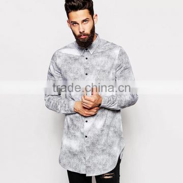 Super longline denim shirt with wholesale price