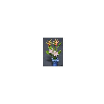 Lily And Bird Of Paradise Miniature Clay Flower (Artificial Flower)