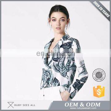 Womens Spring Leaf Print Jackets On Sale