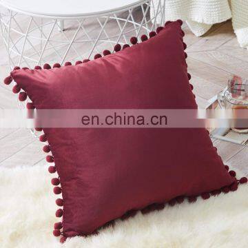 Top Finel Square Decorative Throw Pillow Covers Soft Velvet Outdoor Cushion Covers with Balls