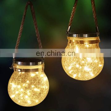 Waterproof Solar Powered Mason Jar fairy Lights Warm light Crack-like Glass bottle holiday decorative lights