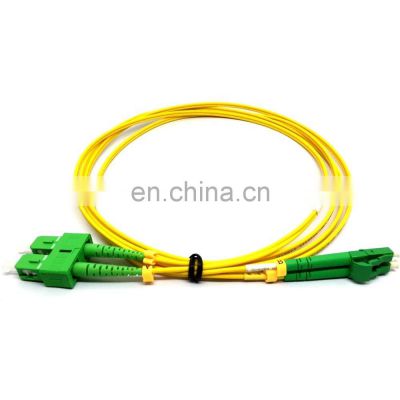 Fiber Optic Patch cord sc apc to lc upc green blue 25mtrs 3.0 single mode duplex optic fiber cable price single mode patch cord