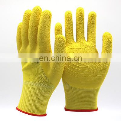 10gauge seamless polycotton safety latex crinkle coated glove for construction worker