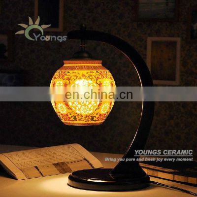 Special china famille rose porcelain hotel bedside table lamps