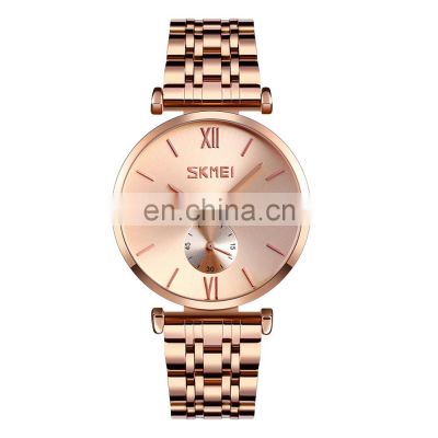 wholesale SKMEI 9198 stainless steel wrist watch men women couple watch