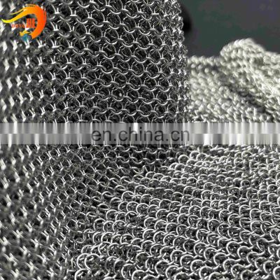 stainless steel 304 wire metal curtain mesh chainmail ring mesh