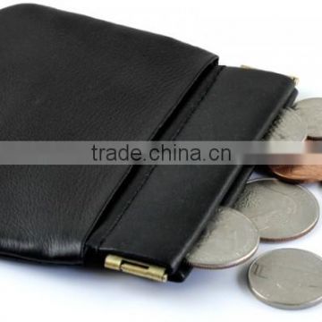 Squeeze leather Coin Purse with Front Pocket Genuine leather coin case for men