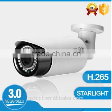 H.265 3.0MP 1/2.8" 2.8-12mm Lens 124 CMOS IP Starlight Full Color IR Bullet CCTV Camera