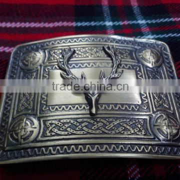 Scottish Staig Design Kilt Belt Buckle In Antique Finished Made Of Brass Material