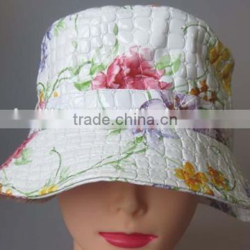 Floral design PVC bucket hat,fashion bucket hat,cool bucket hat,winter bucket hat