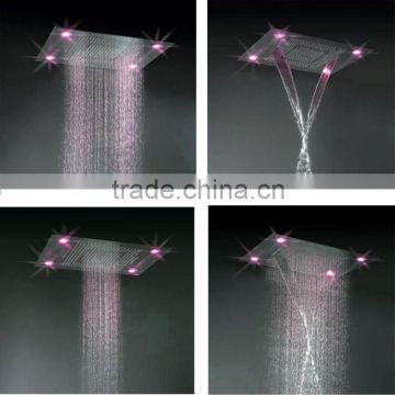 Recessed ceiling 304 stainless steel led waterfall rain shower
