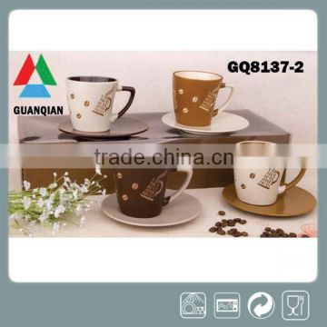 7oz ceramic coffee mugs logo with saucer cheap sales