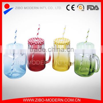 Wholesale Glass Drinking Jars 16oz Clear Glass Mason Jar With Handle
