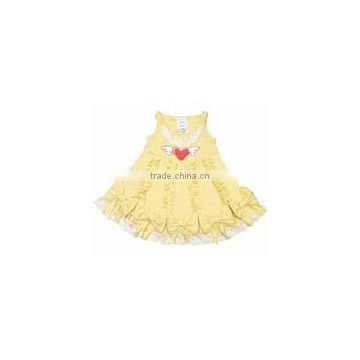 Logo Personalized baby girls ruffle dancing dress yellow cream factory wholesale kids girl dress