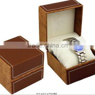 coffee color watch box in stitching leather