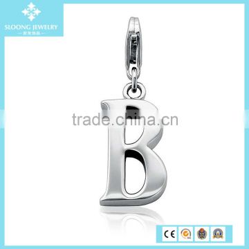 Discount Silver Jewellery Alphabets Letter B Charm Pendant Designs in Sterling Silver