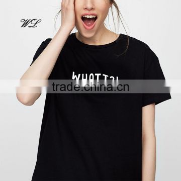 Top design woman printing t-shirt black t-shirt custom woman clothing