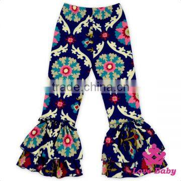 Fancy Wear Printed Pattern Two Layers icing Wholesale Girls Ruffle Pants