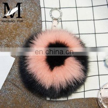 2016 Colorful Letter Fur Ball Wholesale Large Fur Fox Pom Pom Keychain