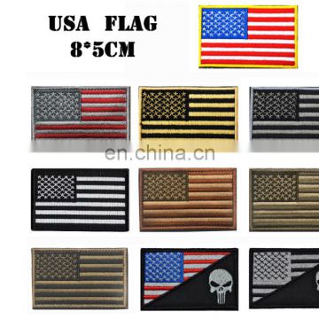 USA national flag embroidery badge /Wholesale Country Merrow Stitch Hig embroidery patch velcr on backing for clothes, hat bag,